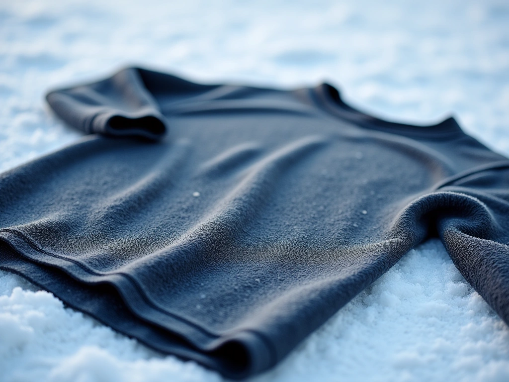 Best Compression Base Layers for Men: Top Picks for Performance and Recovery 2 A thermal base layer shirt laid out on a snow-covered surface, partially covered in frost. Focus on the fleece lining and ...