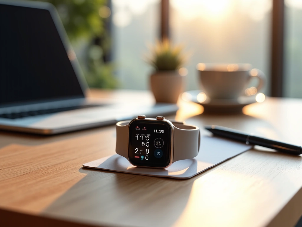 Best Smartwatches for Fitness and Connectivity: Top 5 Picks Reviewed 1 A smartwatch displaying a calendar notification and a to-do list on a modern wooden desk, with a sleek pen and a cup of co...
