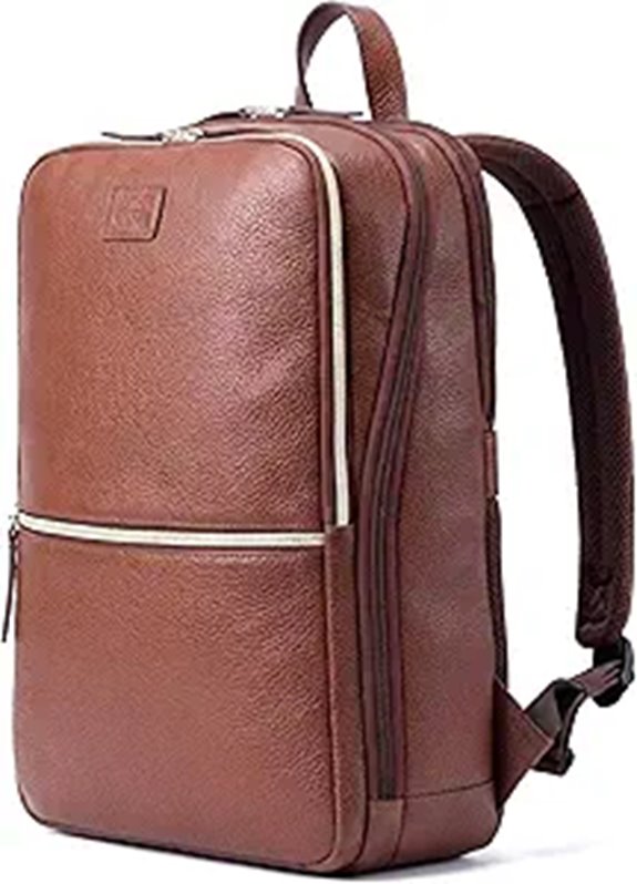 Leather Village Leather Laptop Backpack for Men (Cognac)