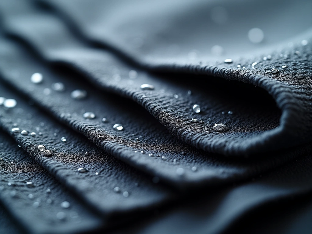 The Complete Guide to Techwear Fabrics: Performance, Utility, and Style 2 Photorealistic macro shot of layered technical fabrics used in techwear, showcasing the different textures and properties ...